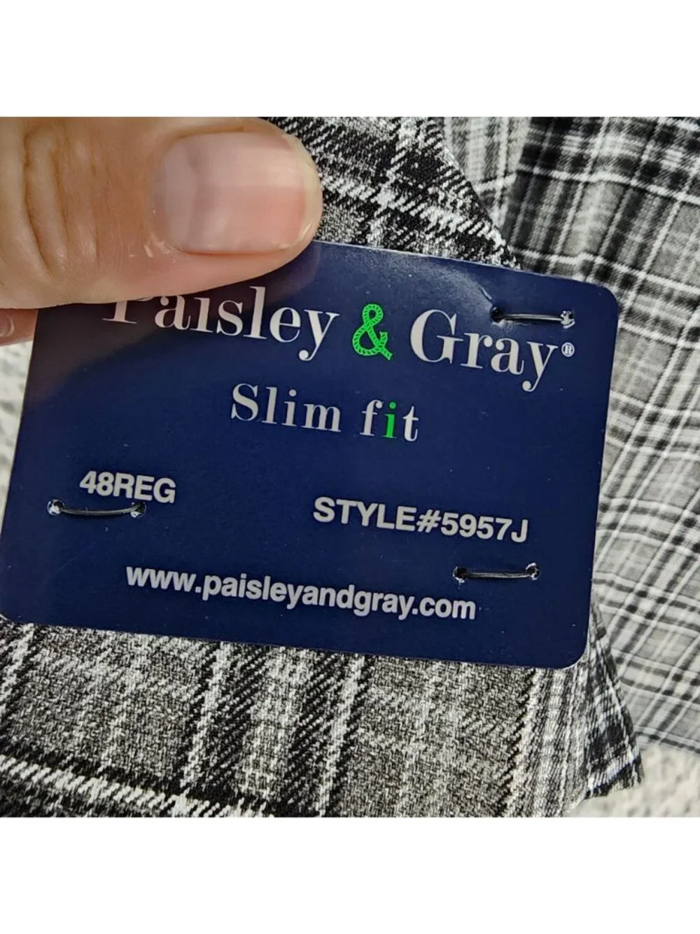 Paisley & Gray Suit Mens 48R Gray Plaid Slim Fit 2 Button Blazer *NWT*